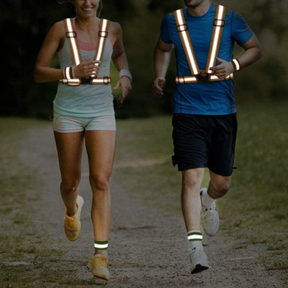 2Pcs Adjustable Reflective Vests and 4 Bands High-Visibility Elastic Gear for Night Running Cycling Orange