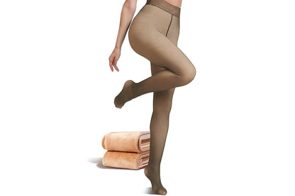 Plus Size Sheer Tights Thermal Pantyhose Bare Legs Illusion Warm - Coffee