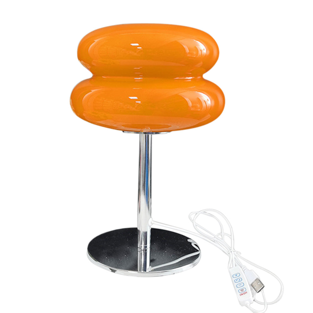 Mid Century Modern Egg Tart Nightstand Lamp Dimmable Bedside Light Orange