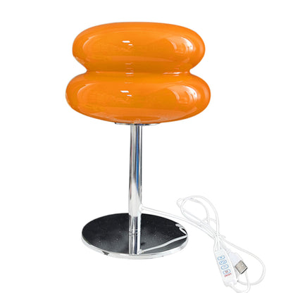 Mid Century Modern Egg Tart Nightstand Lamp Dimmable Bedside Light Orange