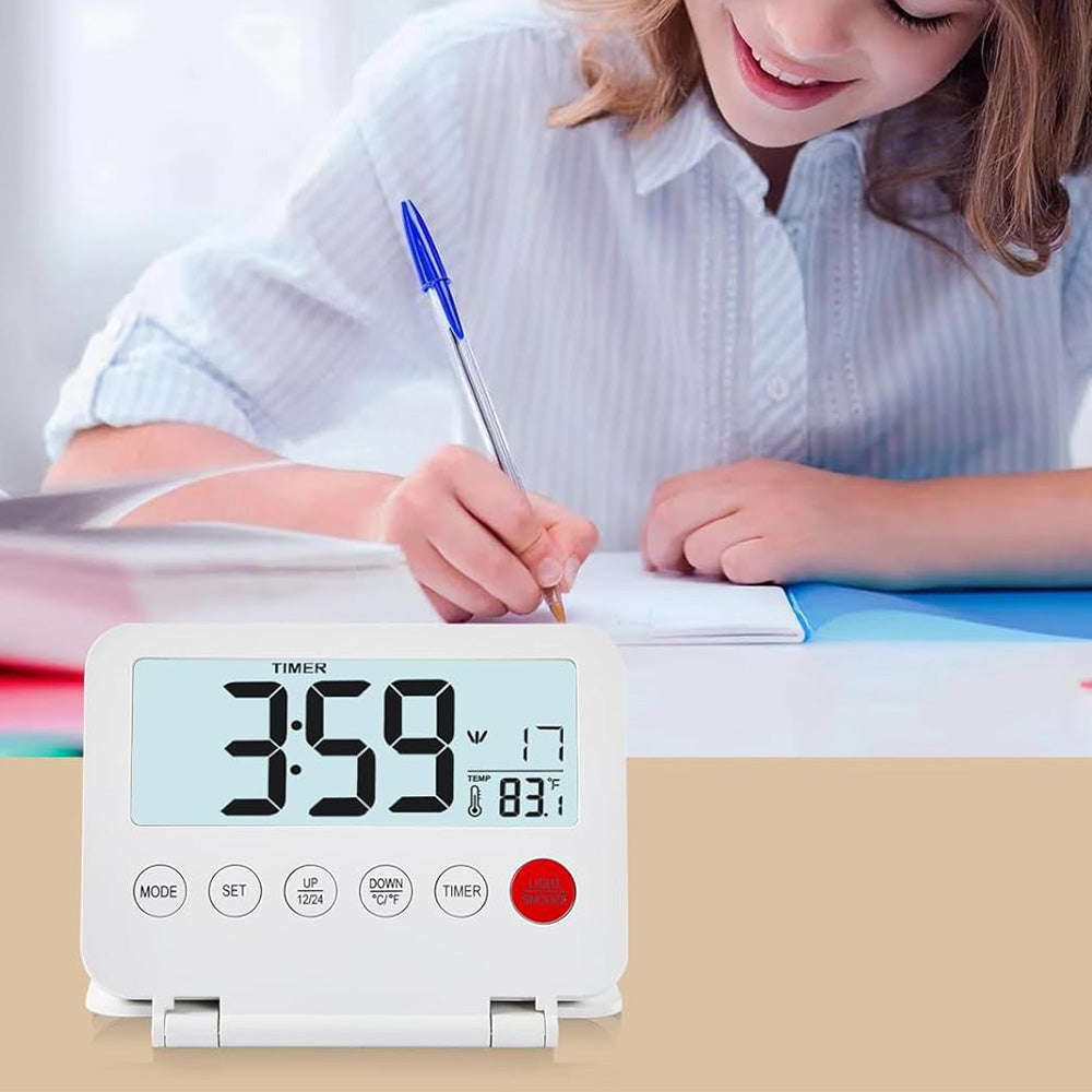 Smart Digital Alarm Clock with Temperature Display Snooze Function and LED Backlight White