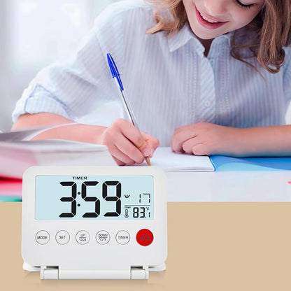 Smart Digital Alarm Clock with Temperature Display Snooze Function and LED Backlight White