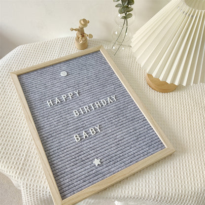 30x40 cm Felt Letter Board with Letters Numbers and Stand-Grey