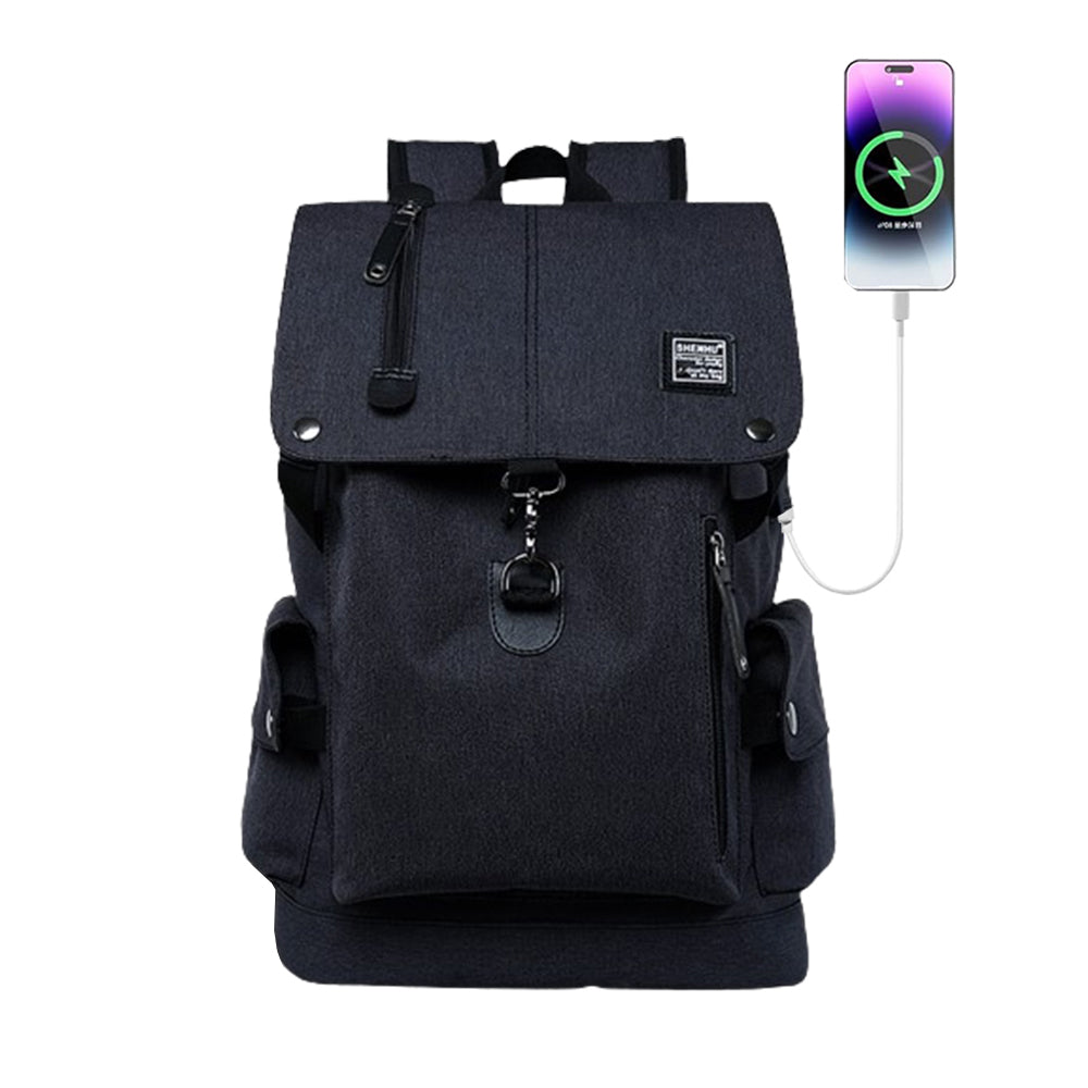Large Capacity Anti-Theft Laptop Backpack Travel  School Bag with USB Charging Port Black