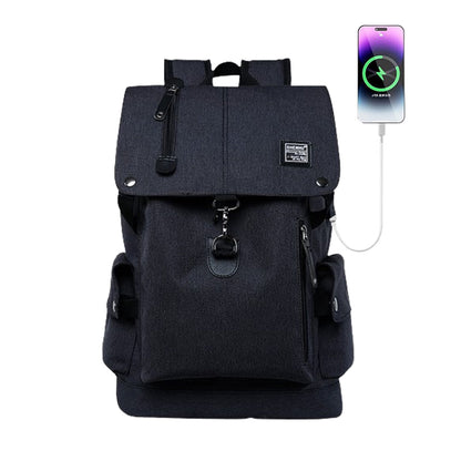 Large Capacity Anti-Theft Laptop Backpack Travel  School Bag with USB Charging Port Black