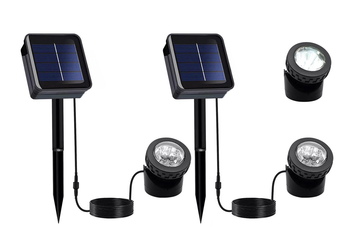 2Pcs 6 LED Solar Spot Light Outdoor Garden Landscape Pool Yard Lawn Patio Lamp-White