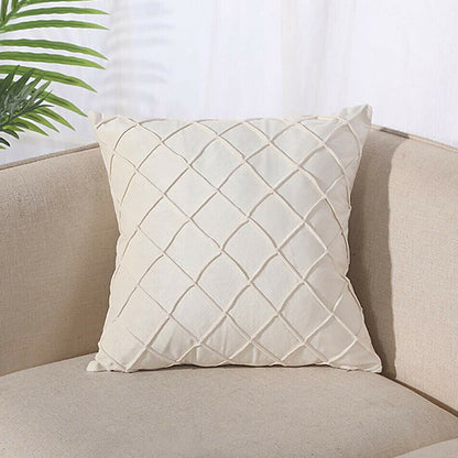 Velvet Rhombus Pleated Cushion Cover for Sofa Bedroom and Window Seat - Beige