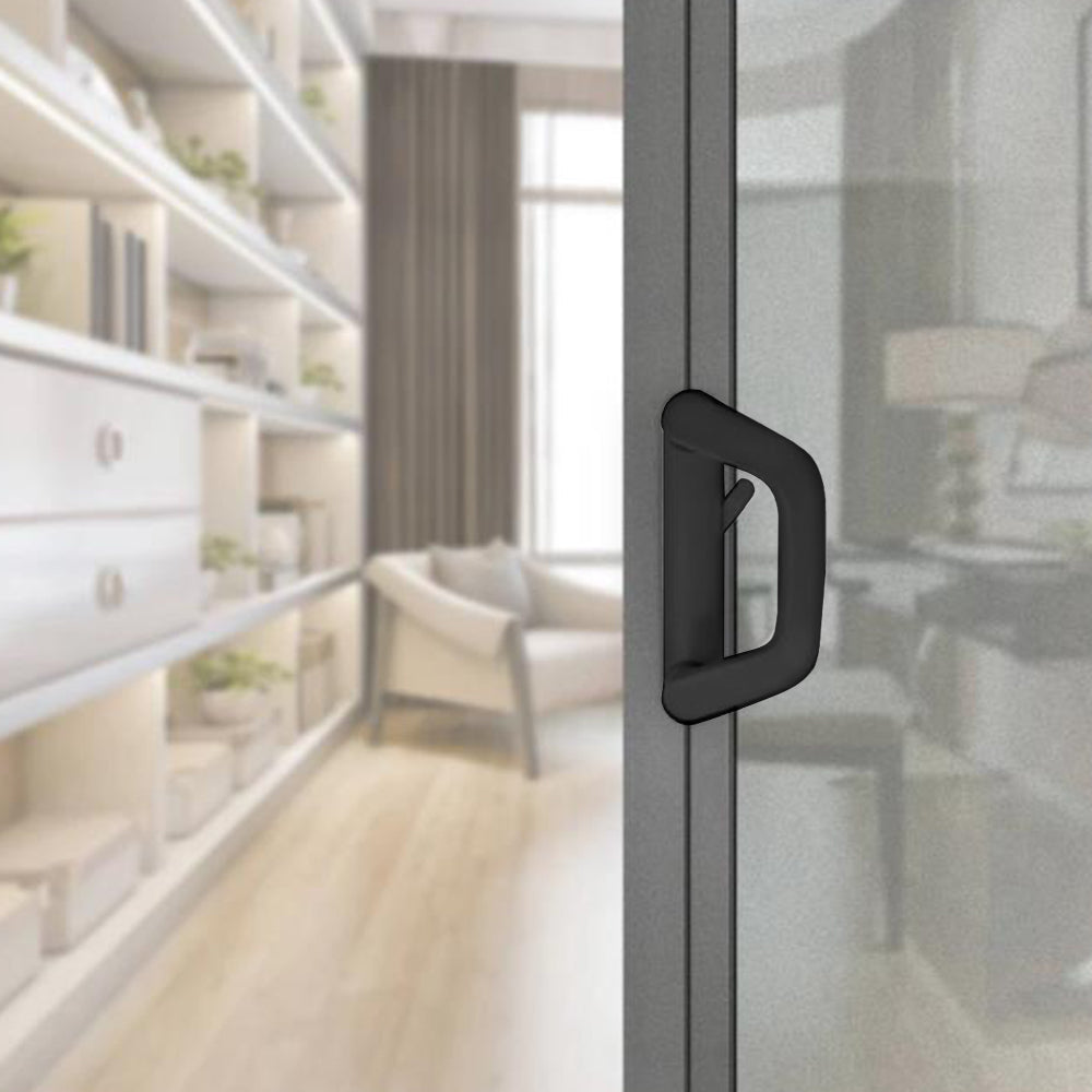 Sliding Door Lock Handle Set Security Lock with Keys for Glass Patio Door Black