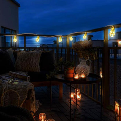 8M Solar String Lights Outdoor Vintage Rope Hemp Patio Bulb Lights for Christmas Garden Fence Balcony Style 1