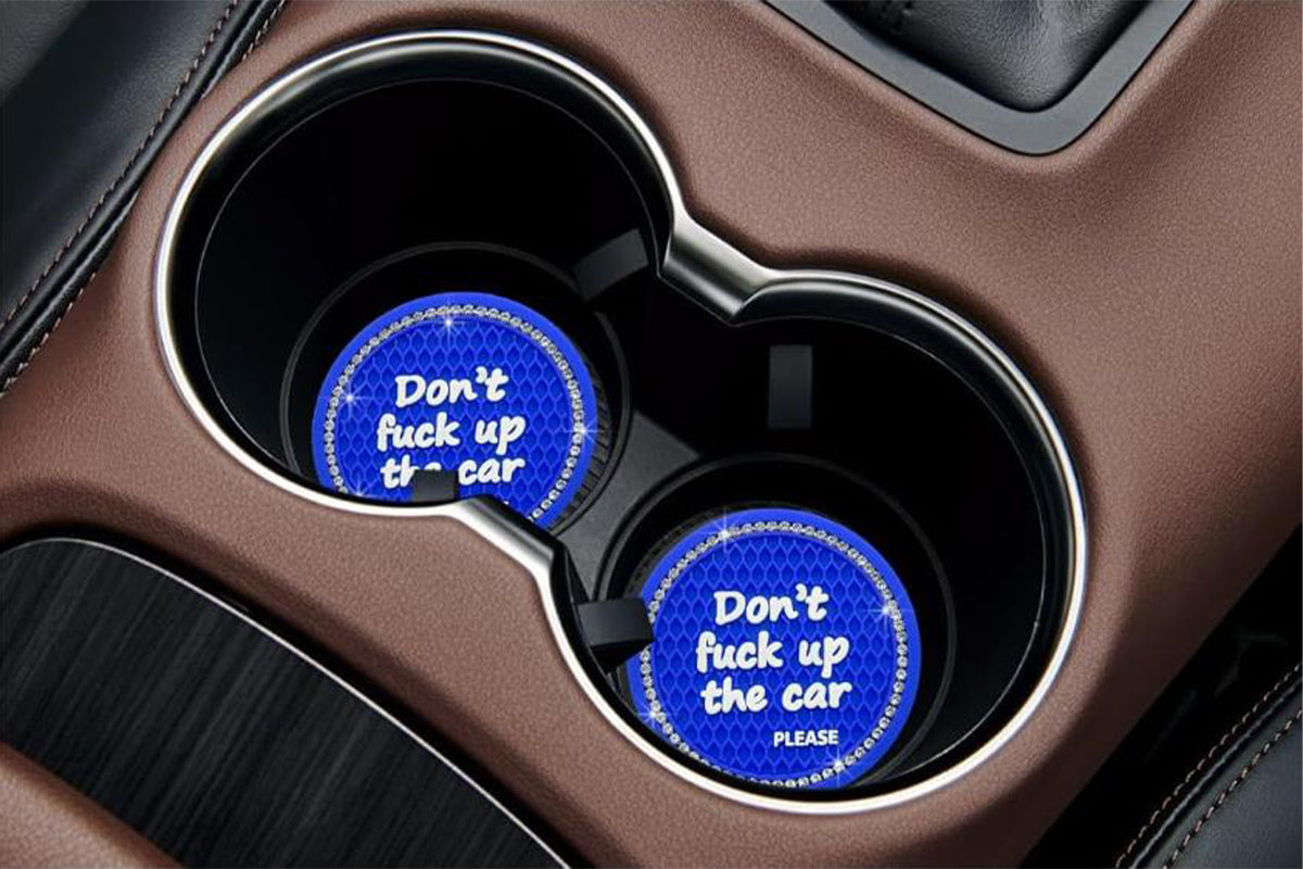 4Pcs Bling Cup Holder Coasters Auto Cup Holder Inserts Anti-Slip for Women Girls -Blue