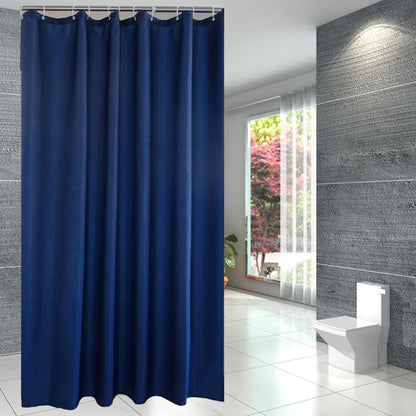 Waterproof Shower Curtain with 12 Hooks -Dark Blue