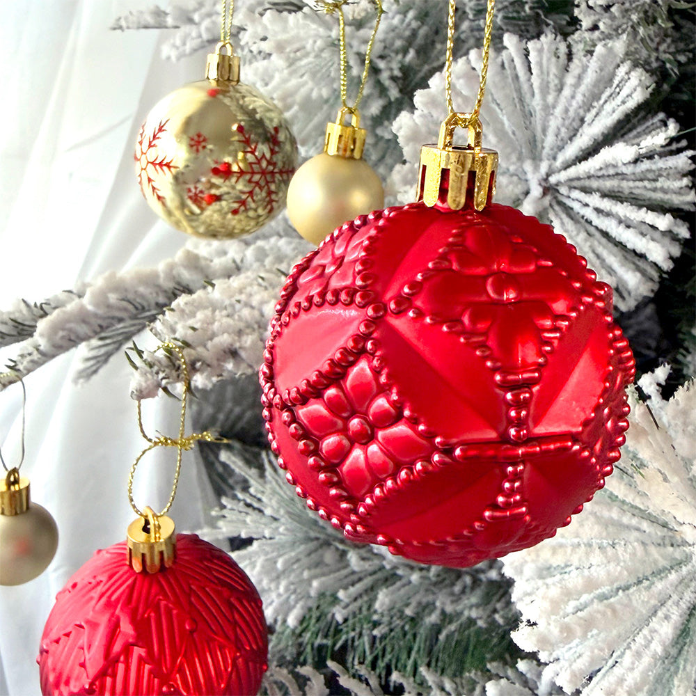 60 Piece Christmas Donut Santa Gnome Ball Hanging Ornament Set - Red