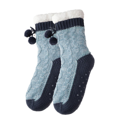 Womens Slipper Fuzzy Grip Socks Fluffy Winter Warm Thermal Grip Socks-Blue