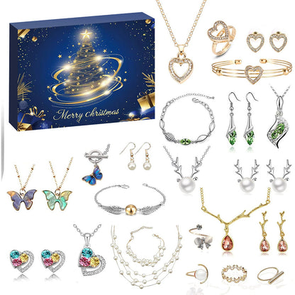 24 Days Jewerly Countdown to Christmas Calendar Xmas Necklace Earrings Bracelet Advent Calendar Surprise Box Style 2
