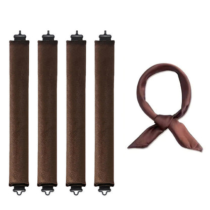 4PCS Heatless Hair Curlers Set for Overnight Styling No-Damage Hair Tools Coffee
