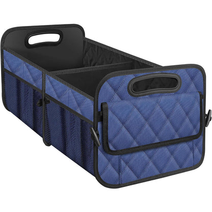 55L Foldable Car Trunk Organzier 6-Pocket Storage Box for Home Car Office Blue