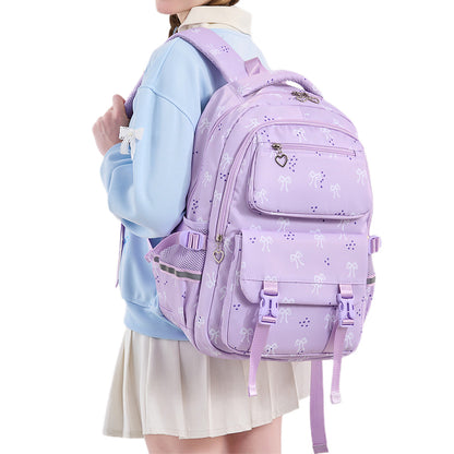 3 Piece Girls School Backpack Set with Lunch Bag Pencil Case - Purple