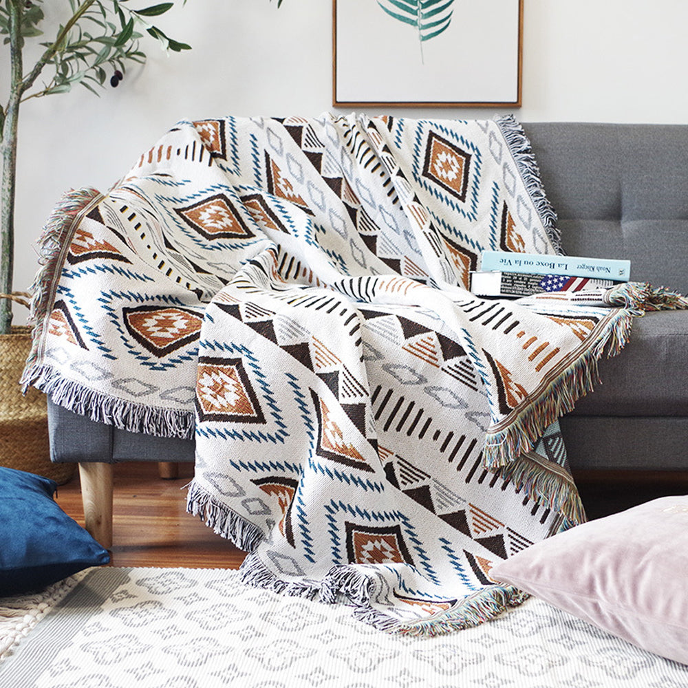 Aztec Style Throw Blanket Bohemian Sofa Blanket Cover for Couch Chair Bed Home Outdoor Beach Travel Style 1