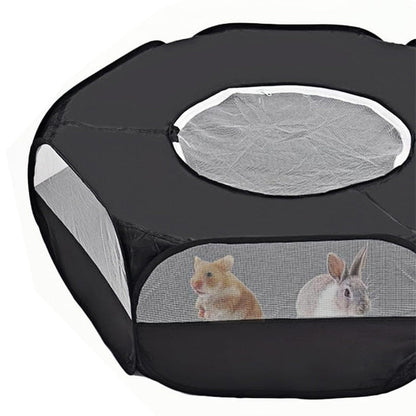 Portable Pop-Up Small Animal Playpen Foldable Pet Tent for Chick Hamster Rabbit Black
