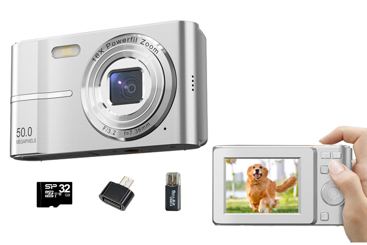 4K Digital Video Camera with 32GB Memory Card Silver