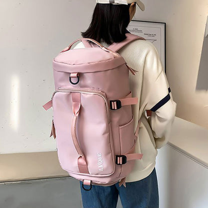 Large Capacity Travel Duffle Bag Sport Gym Backpack -Pink
