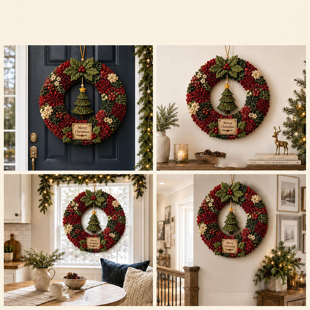 3D Fabric Poke Craft Christmas Wreath DIY Kit for Adults - Christmas Tree