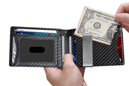 PU Leather Wallet RFID Blocking Front Pocket Bifold Card Holder-Black