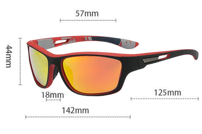 Men Sunglasses Polarized Glasses Fishing Wrap Around Eyewear with Strap and Zippered Case-Red