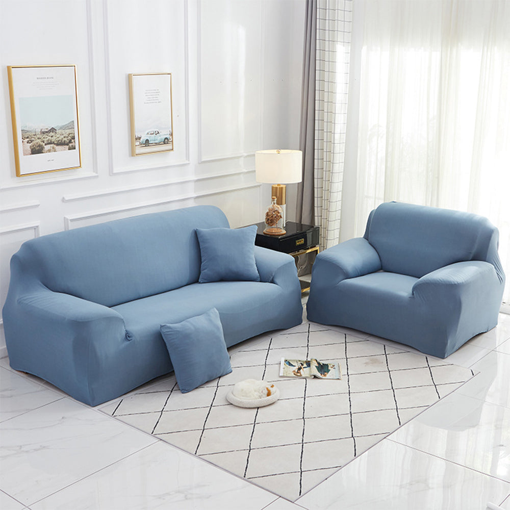 Elastic Stretch Sofa Cover Soft Double-Seater Sofa Cover Non-Slip Sofa Protective Cover -Light Blue