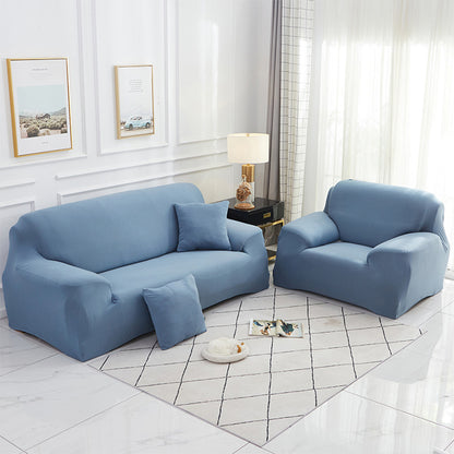 Elastic Stretch Sofa Cover Soft Double-Seater Sofa Cover Non-Slip Sofa Protective Cover -Light Blue