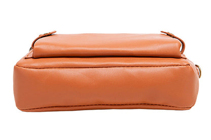 Soft Trendy Three Layer PU Leather Crossbody Purse Shoulder Bag Handbags-Brown