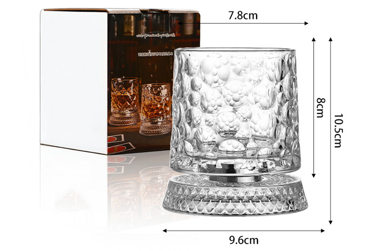 270ML Rotating Transparent Whiskey Glass - Bubble Style