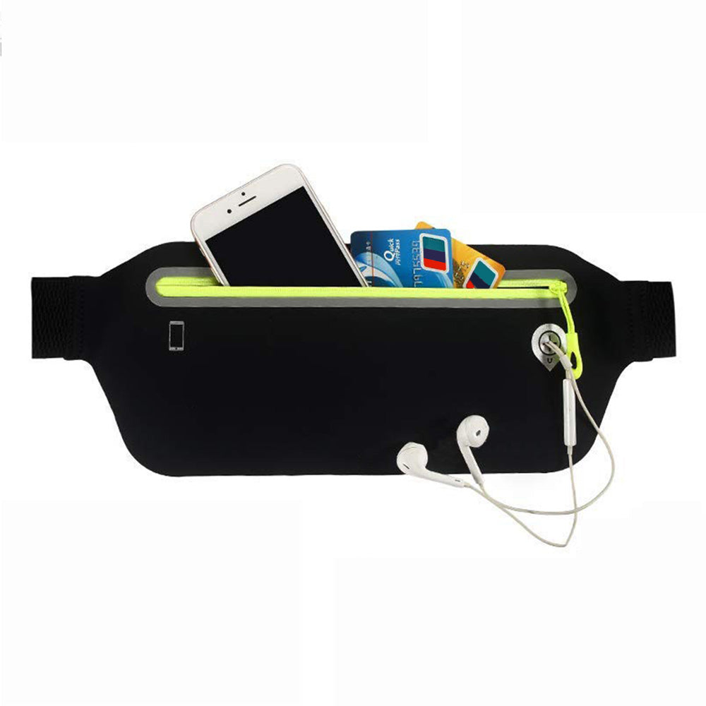 Sport Waist Bum Slim Belt Bag forJogging Running Hiking Zipper Fanny Pack Pouch Black
