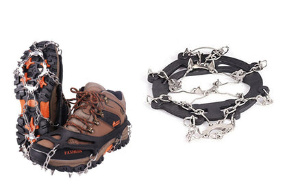 Traction Cleats Ice Snow Grips with 10 Stainless Steel Spikes - Black