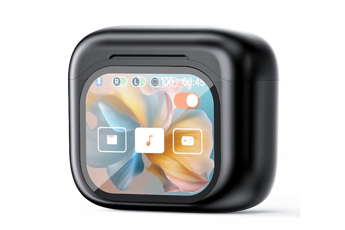 Bluetooth AI Translation Earbuds with LCD Touchscreen 150 Languages-Black