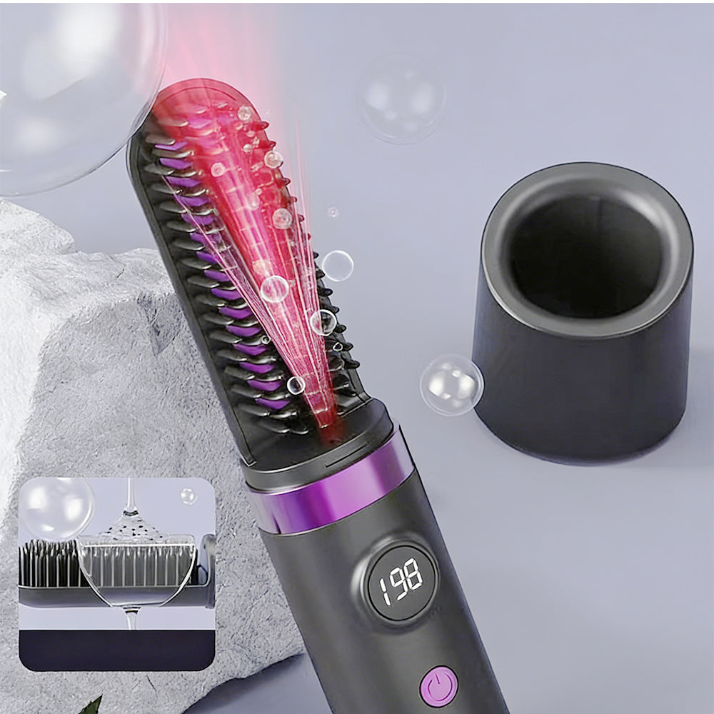 Hair Straightener Brush with Base-Grey