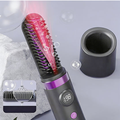 Hair Straightener Brush with Base-Grey