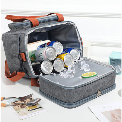 Portable Lunch Bag Thermal Insulated Food Container Cooler Bag for Outdoor  Camping Work School Grey