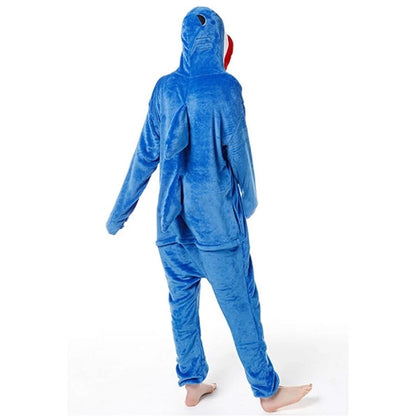 Adult Onesie Hoodie Animal Costume Pajamas Winter One-Piece Cosplay Sleepwear Blue
