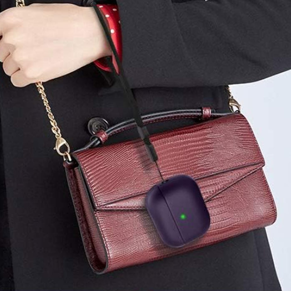 For Apple AirPods Shockproof Case Cover with Lanyard Navy Blue