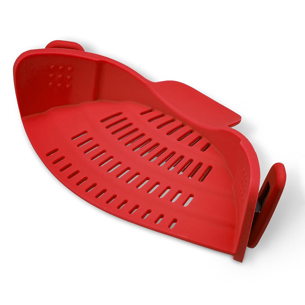 Clip-On Silicone Kitchen Strainer ââ‚?For Pasta  Noodles  Vegetables  Fruit Red