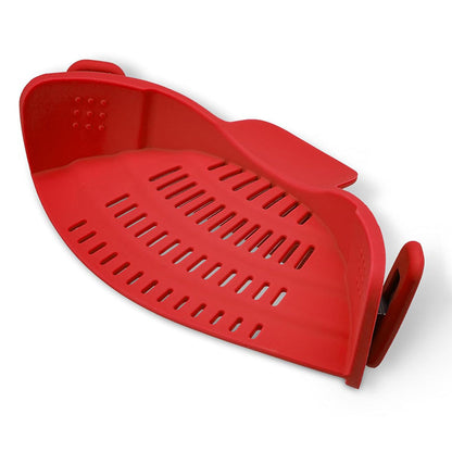 Clip-On Silicone Kitchen Strainer ââ‚?For Pasta  Noodles  Vegetables  Fruit Red