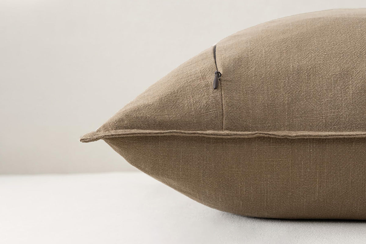 2Pcs Linen Plain Solid Colour Cushion Cover Decorative Pillow Case-Coffee