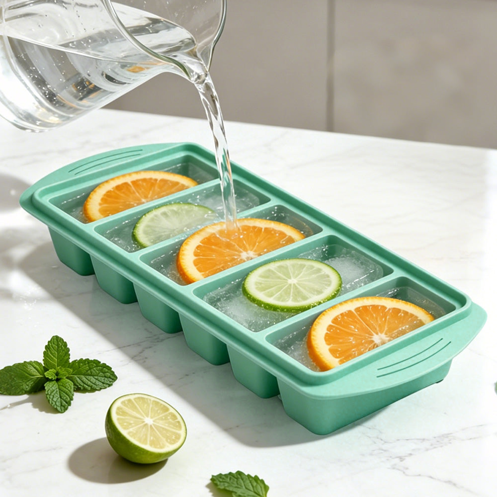 3 Pack Silicone Freezer Trays with Lids for Soup Sauce Meal Prep Storage-Greem