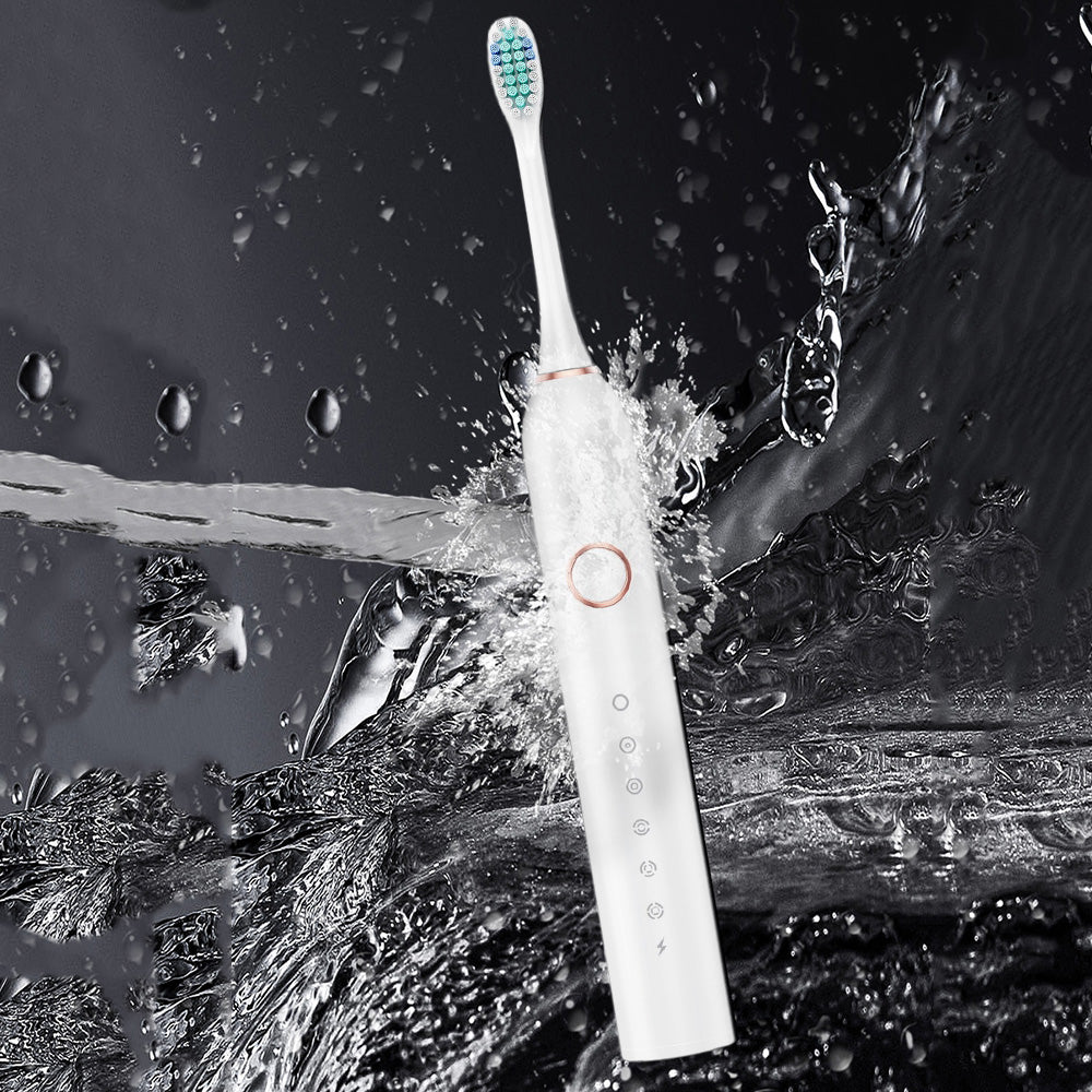 6-Mode Electric Toothbrush with 10 Brush Heads Rechargeable  Toothbrush Set for Home Travel White