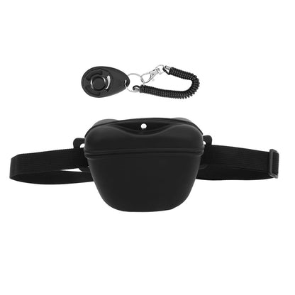 Dog Treat Pouch With Training Clicker Pet Silicone Training Treat Bag Pouch-Black