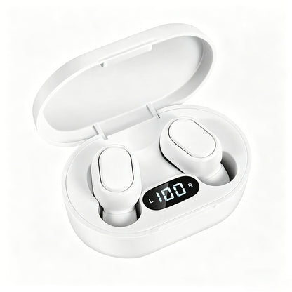 Bluetooth 5.1 Wireless Earbuds with LED Display IPX4 Waterproof Headphones-White