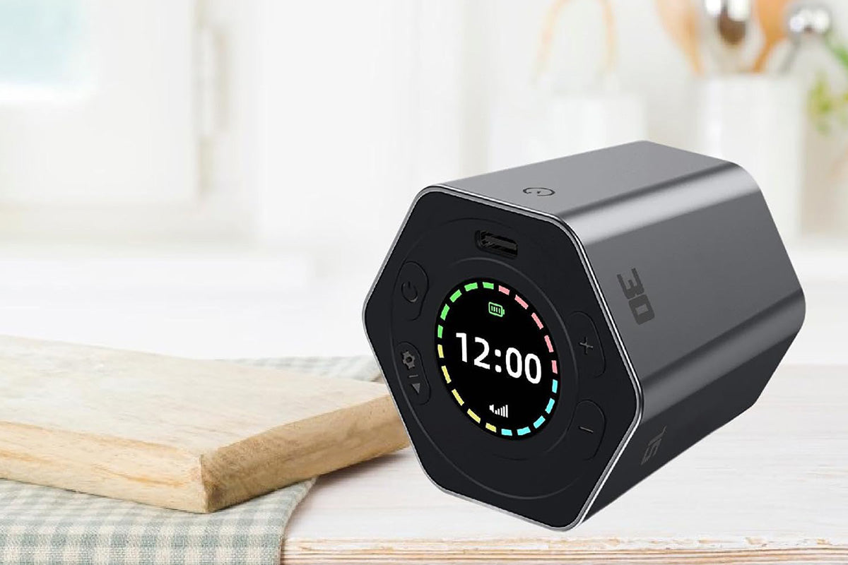 Cube Timer Rotating Timer with Vibration Adjustable Volume Countdown-Grey