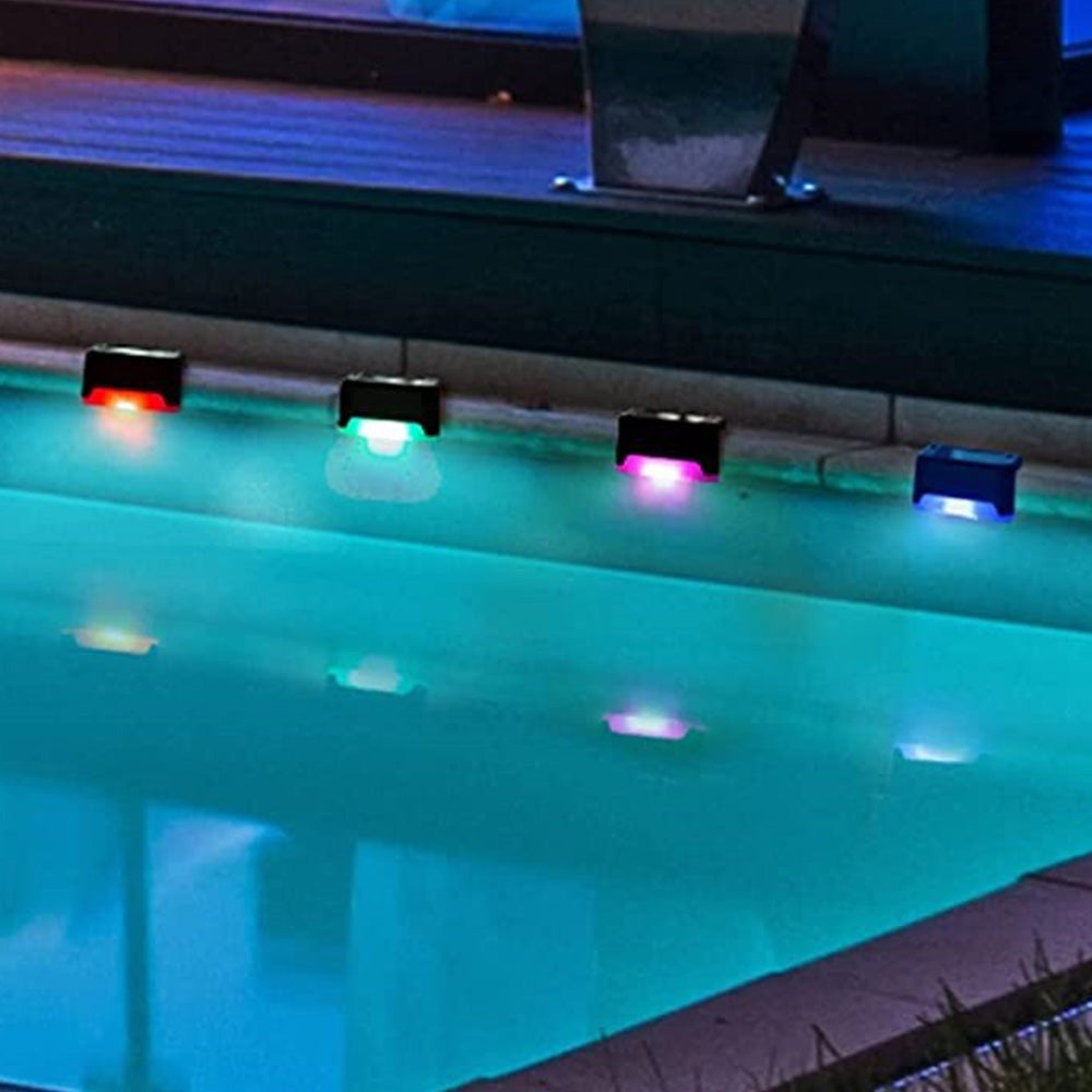 4Pcs LED Solar Fence and Step Lights -Mixed Color