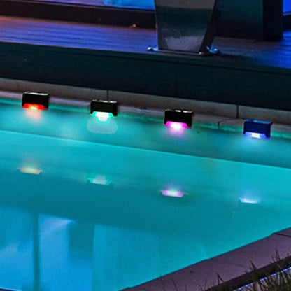 4Pcs LED Solar Fence and Step Lights -Mixed Color